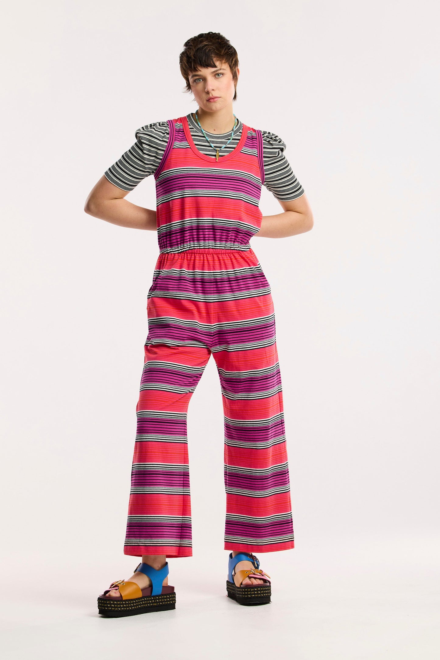 Traveller Stripe Wide Leg Jumpsuit